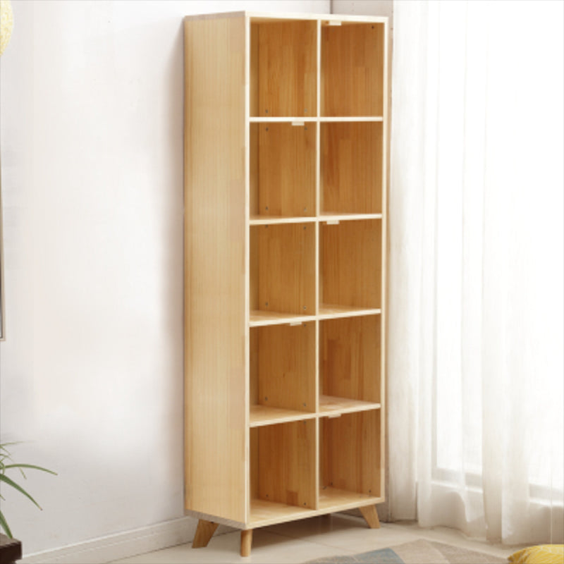 Modern Standard Wooden Bookshelf Closed Back Natural Bookcase with Shelves 27.6"L x 11.8"W x 70.9"H Cabinet Not Included Clearhalo 'Bookcases' 'furn' 'furn_bookcases' 'Furniture' 'Office Furniture' 6488970