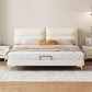 Panel Standard Bed Glam Beige Bed Frame with Upholstered Headboard