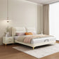 Panel Standard Bed Glam Beige Bed Frame with Upholstered Headboard