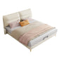 Panel Standard Bed Glam Beige Bed Frame with Upholstered Headboard