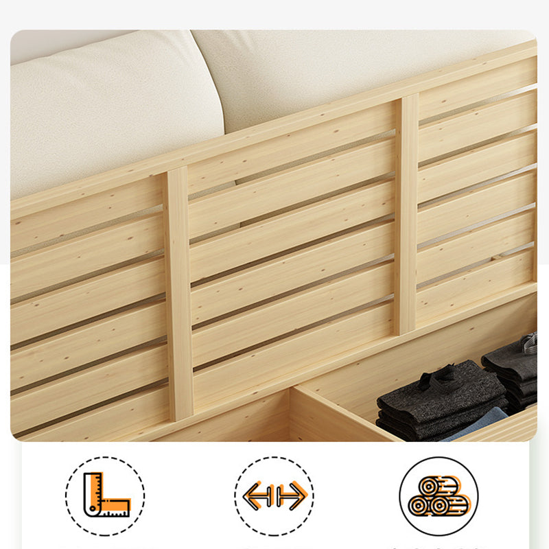 Panel Standard Bed Glam Beige Bed Frame with Upholstered Headboard