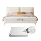 Panel Standard Bed Glam Beige Bed Frame with Upholstered Headboard