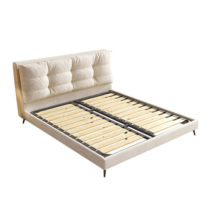 Eigentijds standaardbed met rechthoekige gestoffeerd hoofdeinde