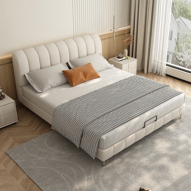 Testiera imbottita letto standard letto a legna in legno in bianco in bianco