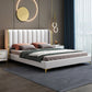 Glam White Panel Bed Upholstered Headboard Standard Bed 60"W x 80"L