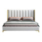 Glam White Panel Bed Upholstered Headboard Standard Bed 60"W x 80"L