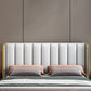 Glam White Panel Bed Upholstered Headboard Standard Bed 60"W x 80"L