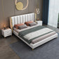 Glam White Panel Bed Upholstered Headboard Standard Bed 60"W x 80"L