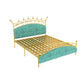 Glam Style Standard Bed with Upholstered Headboard in Iron Bed
