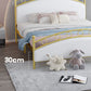 Glam Style Standard Bed with Upholstered Headboard in Iron Bed