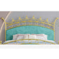 Glam Style Standard Bed with Upholstered Headboard in Iron Bed