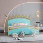 Glam Style Standard Bed with Upholstered Headboard in Iron Bed