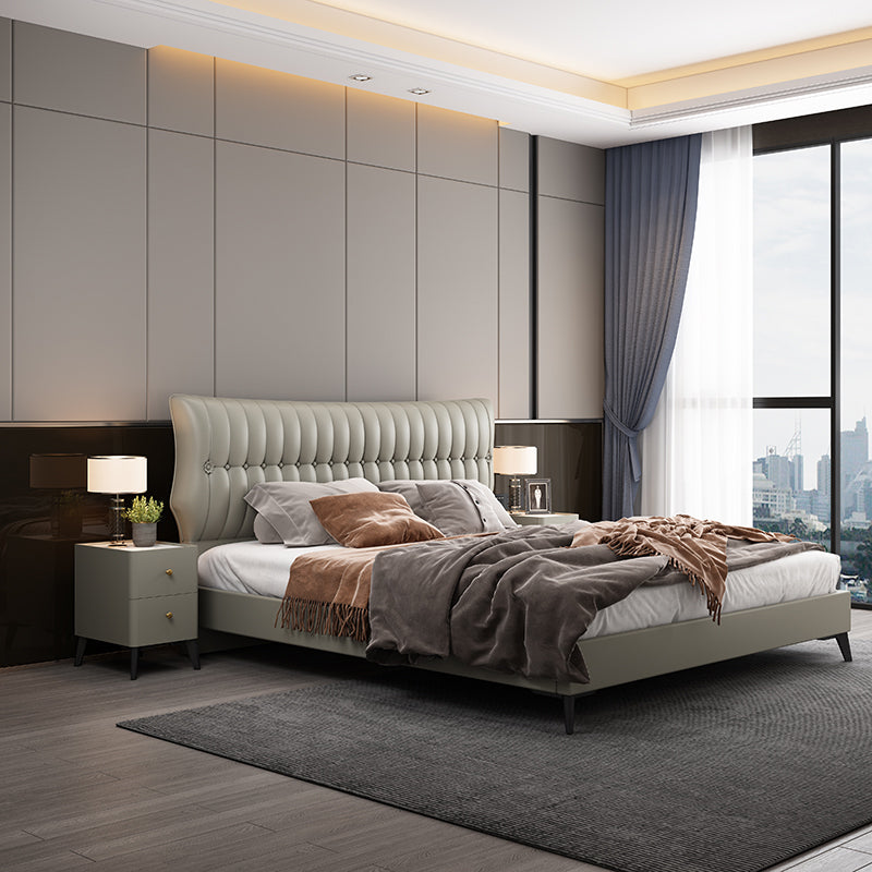 Lit standard de tête rectangulaire gris gris contemporain lit rectangulaire