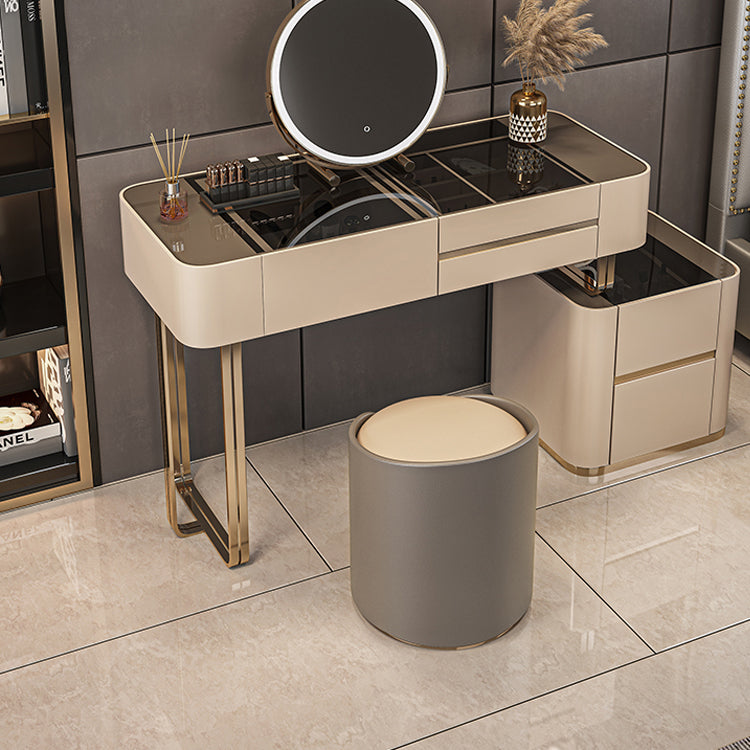 Lussuoso tavolo da toeletta da toeletta per trucco in legno e metallo e tavolo da toeletta a specchio illuminato