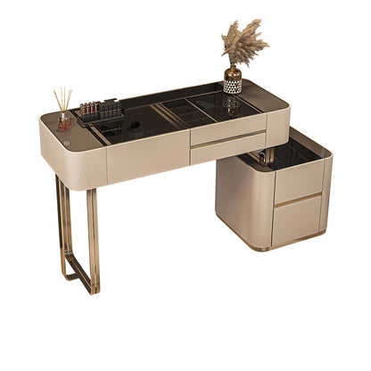 Lussuoso tavolo da toeletta da toeletta per trucco in legno e metallo e tavolo da toeletta a specchio illuminato