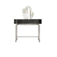 Modern Black Vanity Desk Glass Top Dressing Table with Lighted Mirror & Padded Stool