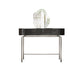 Modern Black Vanity Desk Glass Top Dressing Table with Lighted Mirror & Padded Stool
