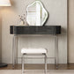 Modern Black Vanity Desk Glass Top Dressing Table with Lighted Mirror & Padded Stool