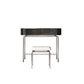 Modern Black Vanity Desk Glass Top Dressing Table with Lighted Mirror & Padded Stool