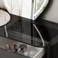 Modern Black Vanity Desk Glass Top Dressing Table with Lighted Mirror & Padded Stool