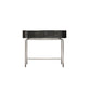 Modern Black Vanity Desk Glass Top Dressing Table with Lighted Mirror & Padded Stool