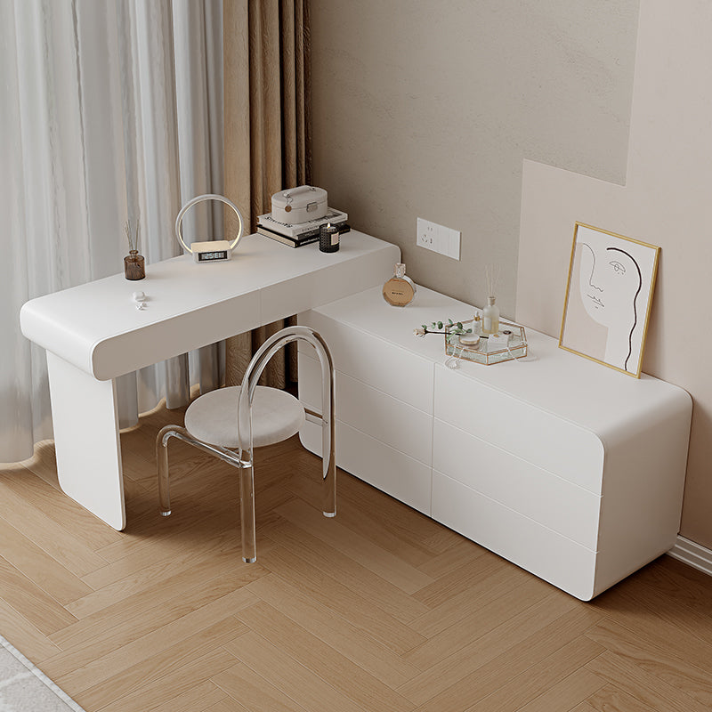 15.74" Wide Make-up Vanity White Makeup Vanity Desk Table with 5/8 Drawers Clearhalo 'Bedroom Furniture' 'furn' 'furn_makeup_vanities' 'Furniture' 'Makeup Vanities' 'makeup_vanities' 6489337