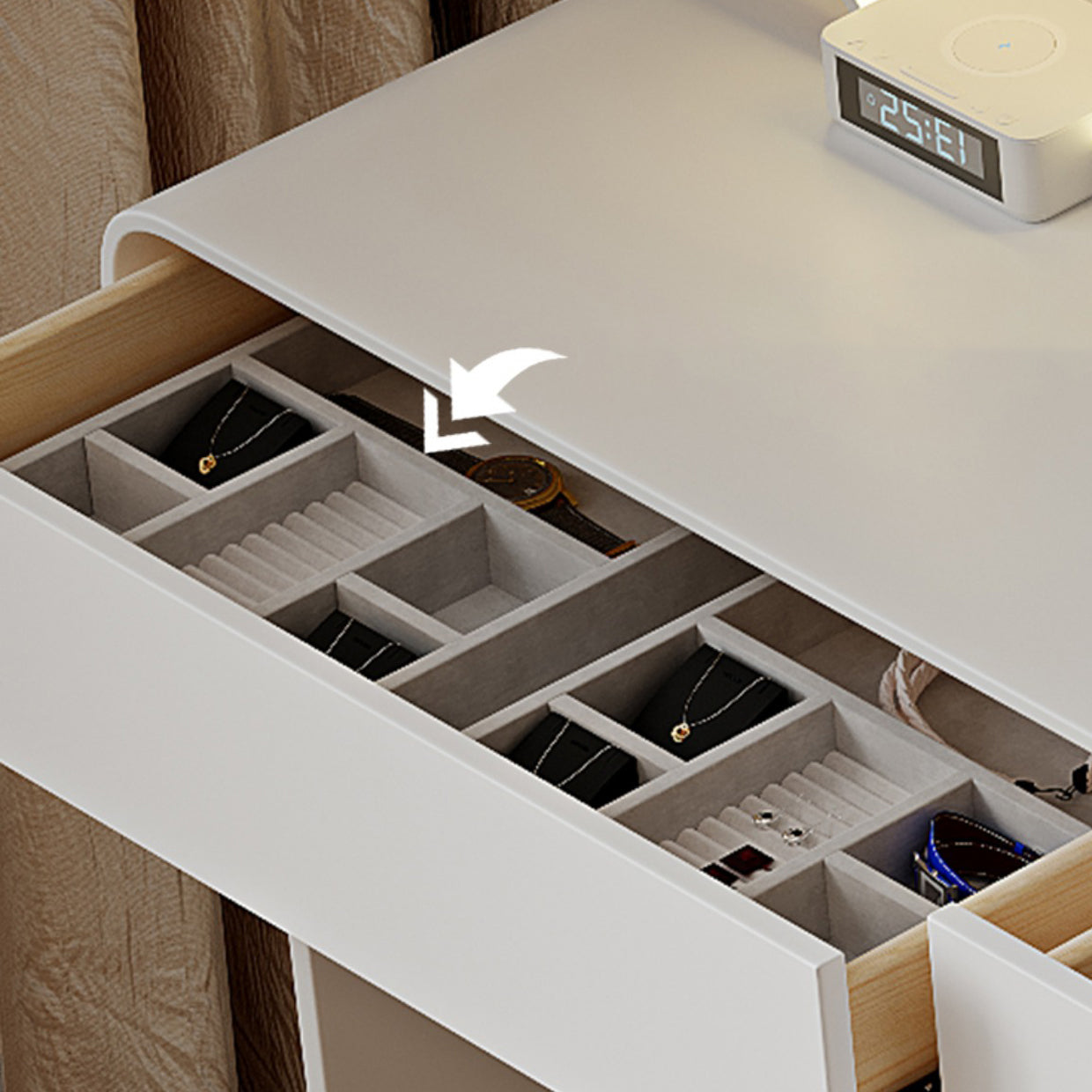 15.74" Wide Make-up Vanity White Makeup Vanity Desk Table with 5/8 Drawers Clearhalo 'Bedroom Furniture' 'furn' 'furn_makeup_vanities' 'Furniture' 'Makeup Vanities' 'makeup_vanities' 6489343