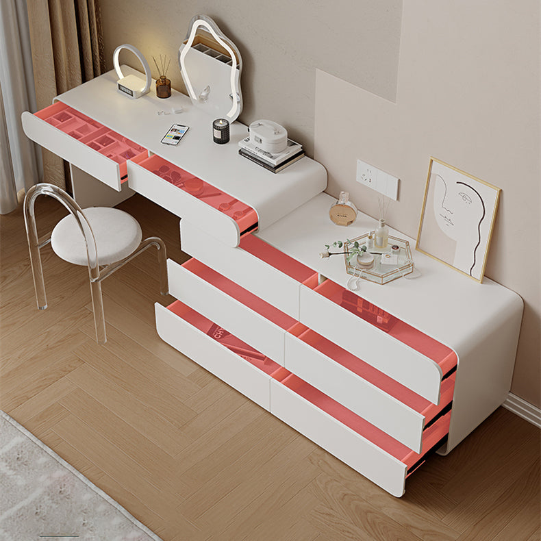 15.74" Wide Make-up Vanity White Makeup Vanity Desk Table with 5/8 Drawers Clearhalo 'Bedroom Furniture' 'furn' 'furn_makeup_vanities' 'Furniture' 'Makeup Vanities' 'makeup_vanities' 6489344