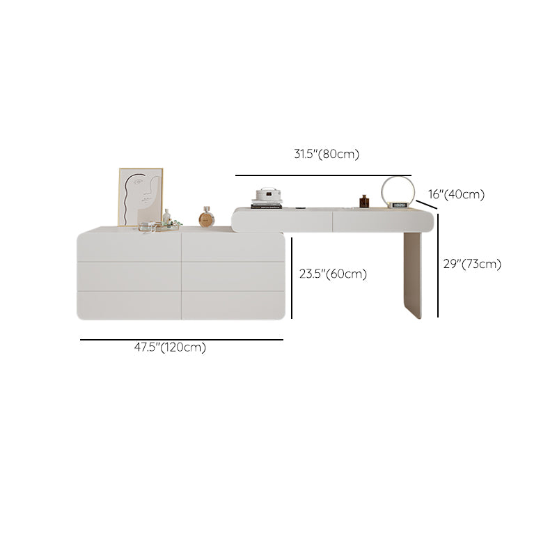 15.74" Wide Make-up Vanity White Makeup Vanity Desk Table with 5/8 Drawers Clearhalo 'Bedroom Furniture' 'furn' 'furn_makeup_vanities' 'Furniture' 'Makeup Vanities' 'makeup_vanities' 6489352