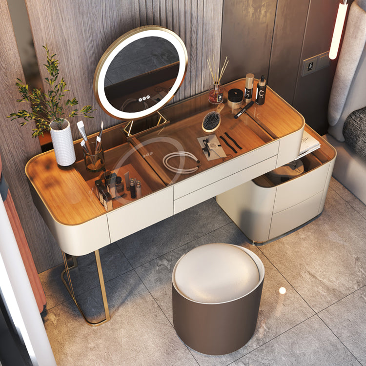 Glazen bovenste slaapkamer make-up ijdelheid 5 opbergladen kleedtafel