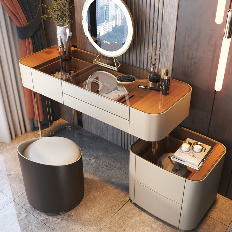 Glazen bovenste slaapkamer make-up ijdelheid 5 opbergladen kleedtafel