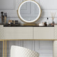 White Mirrored Make-up Vanity Glass Top Dressing Table Stool Set Clearhalo 'Bedroom Furniture' 'furn' 'furn_makeup_vanities' 'Furniture' 'Makeup Vanities' 'makeup_vanities' 6489389