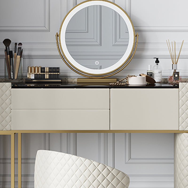White Mirrored Make-up Vanity Glass Top Dressing Table Stool Set Clearhalo 'Bedroom Furniture' 'furn' 'furn_makeup_vanities' 'Furniture' 'Makeup Vanities' 'makeup_vanities' 6489389