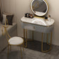 Luxurious Metal Make-up Vanity Stone Top Dressing Table Stool Set with Lighted Mirror