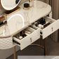 Luxurious Metal Make-up Vanity Stone Top Dressing Table Stool Set with Lighted Mirror