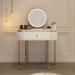 Luxurious Metal Make-up Vanity Stone Top Dressing Table Stool Set with Lighted Mirror