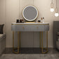 Luxurious Metal Make-up Vanity Stone Top Dressing Table Stool Set with Lighted Mirror