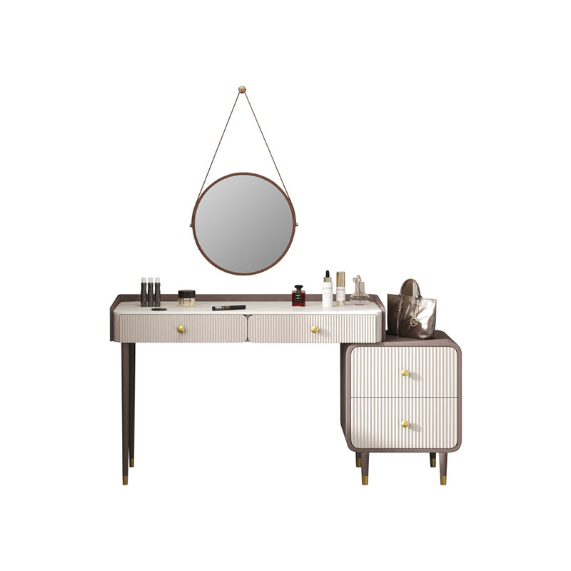 Steen Top ijdelheid Tabel 2/4 Opbergladen Krandtafel met spiegel en gewatteerde ontlasting