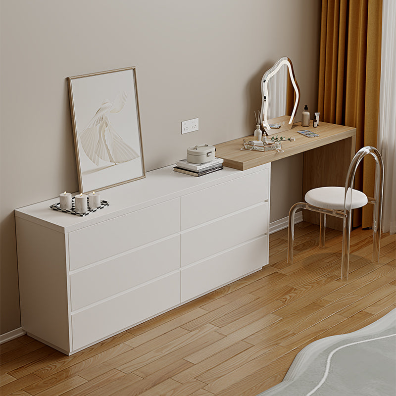 15,74 "tavolo da banco per trucco bianco di vanità largo con 6 cassetti