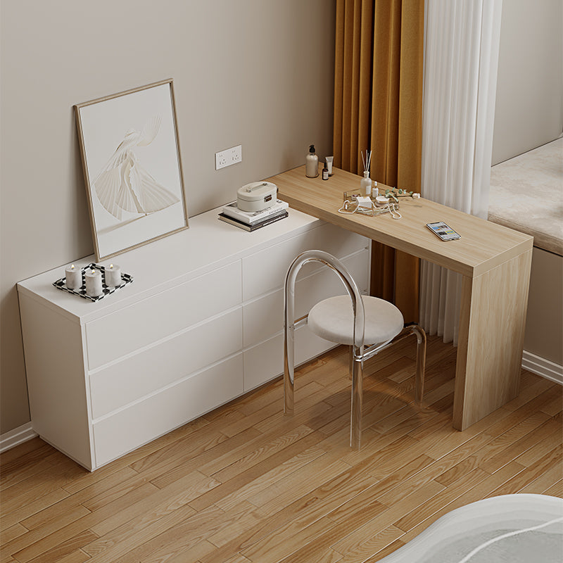 15,74 "tavolo da banco per trucco bianco di vanità largo con 6 cassetti