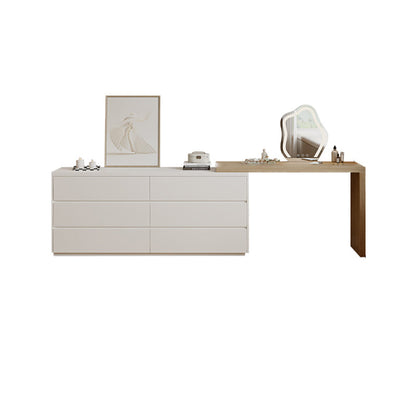 15,74 "tavolo da banco per trucco bianco di vanità largo con 6 cassetti