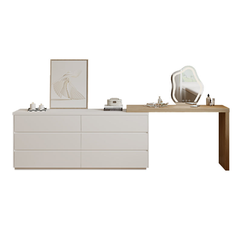 15,74 "tavolo da banco per trucco bianco di vanità largo con 6 cassetti