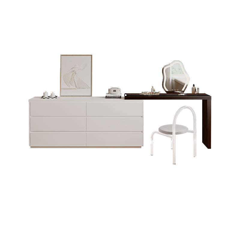 15,74 "tavolo da banco per trucco bianco di vanità largo con 6 cassetti