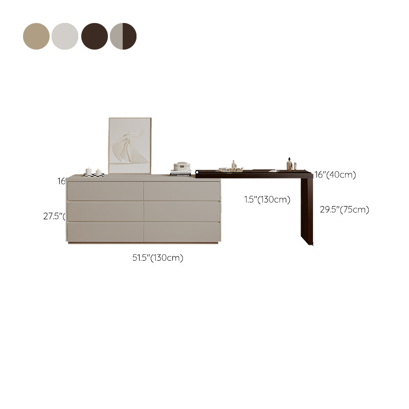 15,74 "tavolo da banco per trucco bianco di vanità largo con 6 cassetti