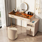 Glass  Make-up 15.74" Wide White Vanity Makeup Vanity Desk Table with 3 Drawers