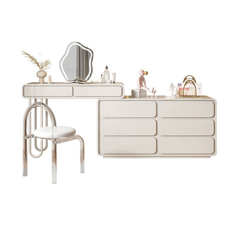 Trucco bianco da 15,74 "tavolo da banco di vanità per trucco vanità largo con 5/8 cassetti