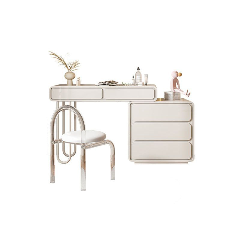 Trucco bianco da 15,74 "tavolo da banco di vanità per trucco vanità largo con 5/8 cassetti