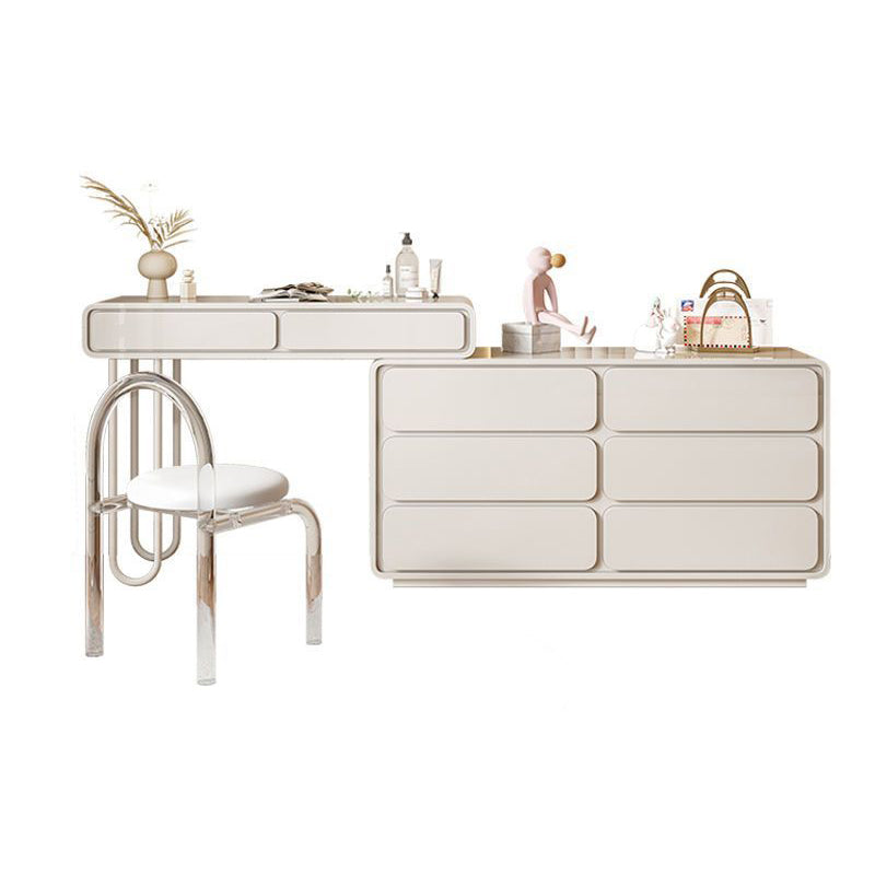 Trucco bianco da 15,74 "tavolo da banco di vanità per trucco vanità largo con 5/8 cassetti