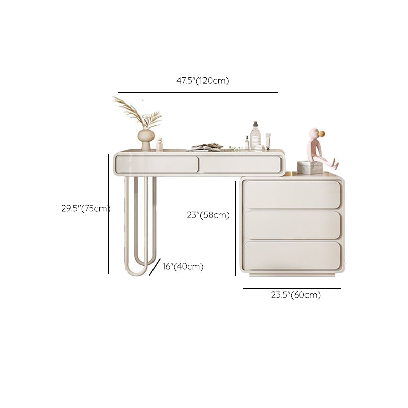 Trucco bianco da 15,74 "tavolo da banco di vanità per trucco vanità largo con 5/8 cassetti