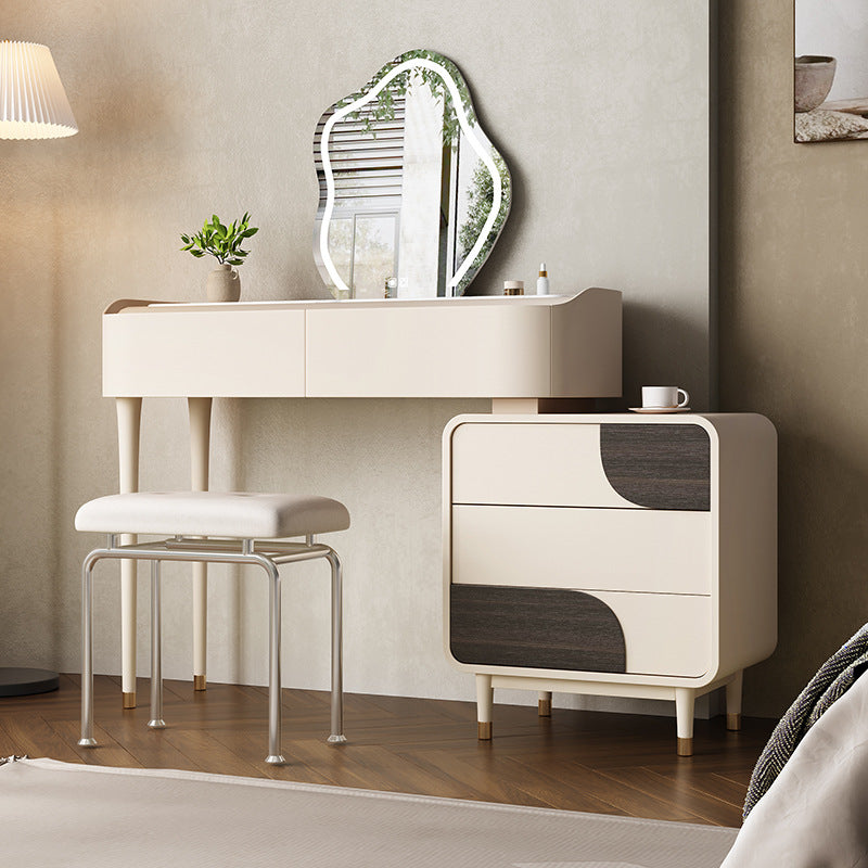 Trucco in legno bianco da 15,74 "tavolo da banco di vanità per trucco vanità largo con 2/5 cassetti